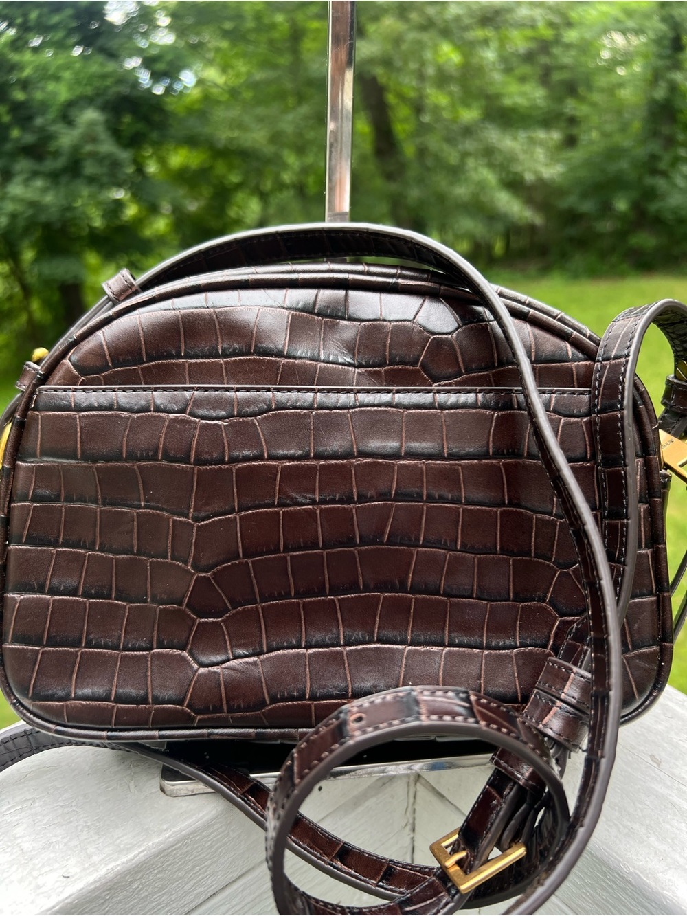 JCREW DEVON BAG IN CROC EMBOSSED ITALIAN LEATHER